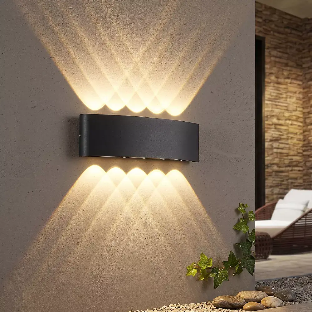 جداري بوابة خارجي اسود لون الانارة اصفر 10 عين LED المينيوم