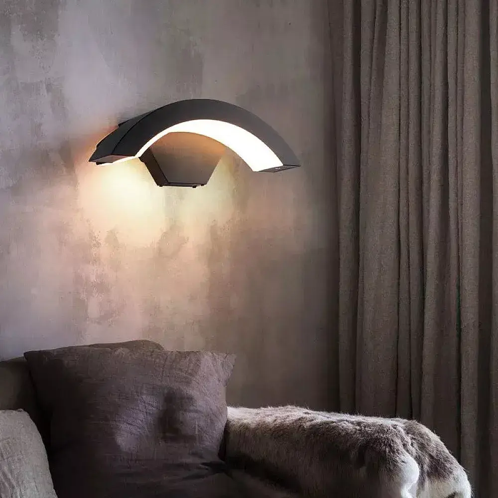 Black Outdoor Wall Light, Yellow Light, 24 W