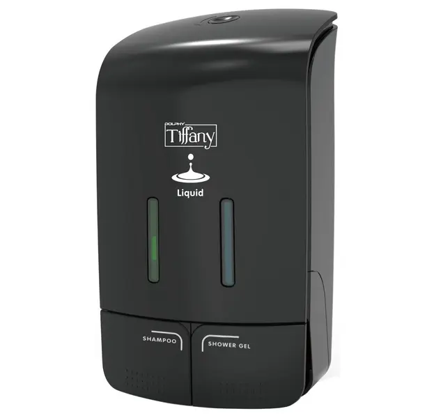 Tiffany Double 500 ml × 2 Plastic Liquid Soap Dispenser, Black, Model DPA-151052B