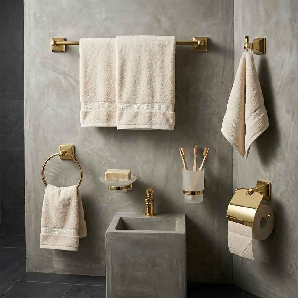 6-Piece Gold Bathroom Accessory Set