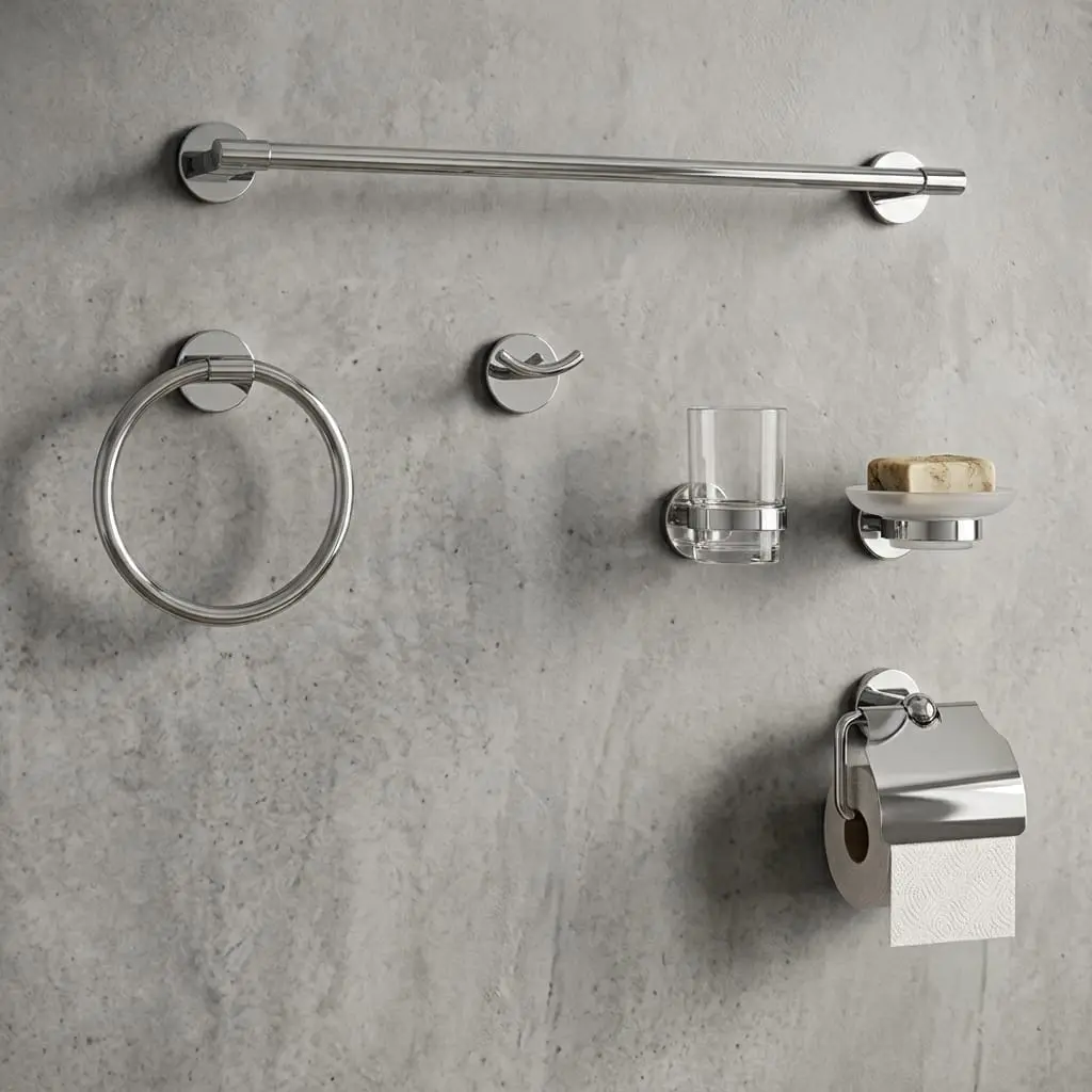 DU-TONDA 6-Piece Italian Chrome Bathroom Accessory Set