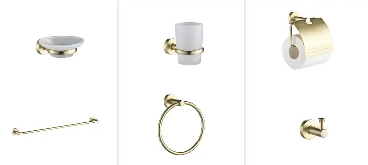 KOONEE Matte Gold Bathroom Accessory Set, Model KZA-12100BG