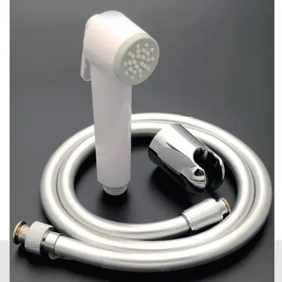 Tiffany White Plastic Bidet Sprayer Set with Gray Hose and Holder TS1WPH, 14.33